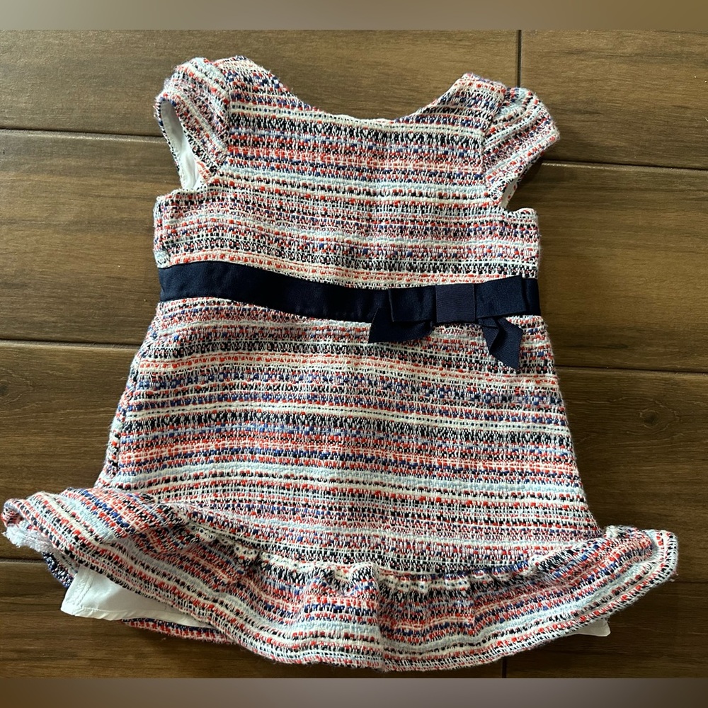 Janie & Jack  Tweed Red White Blue Dress Size 12-18 months